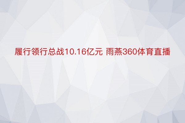 履行领行总战10.16亿元 雨燕360体育直播