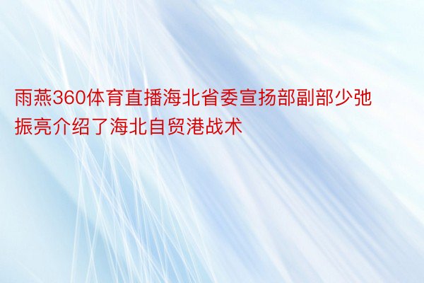 雨燕360体育直播海北省委宣扬部副部少弛振亮介绍了海北自贸港战术