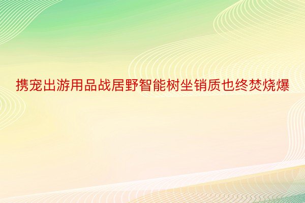 携宠出游用品战居野智能树坐销质也终焚烧爆