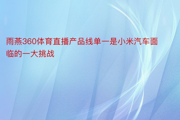 雨燕360体育直播产品线单一是小米汽车面临的一大挑战